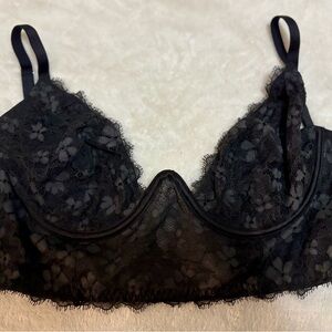 Victoria's Secret Black Floral Lace Bra